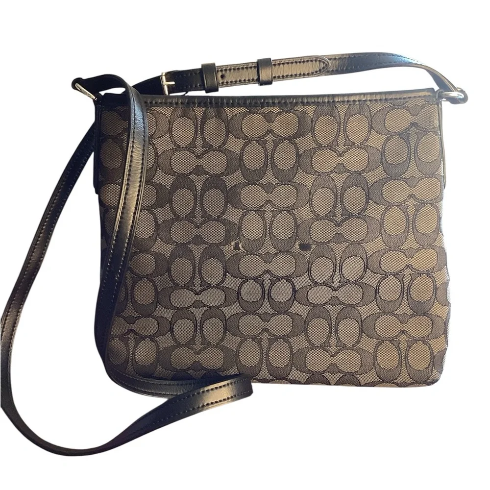 Coach Signature Coated Canvas Black File Crossbody Bag - READ DESCRIPTION - Picture 4 of 10